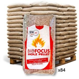Bancale 1260 kg pellet Bio Focus in abete e pino ENplus A1, 84 sacchi da 15 kg